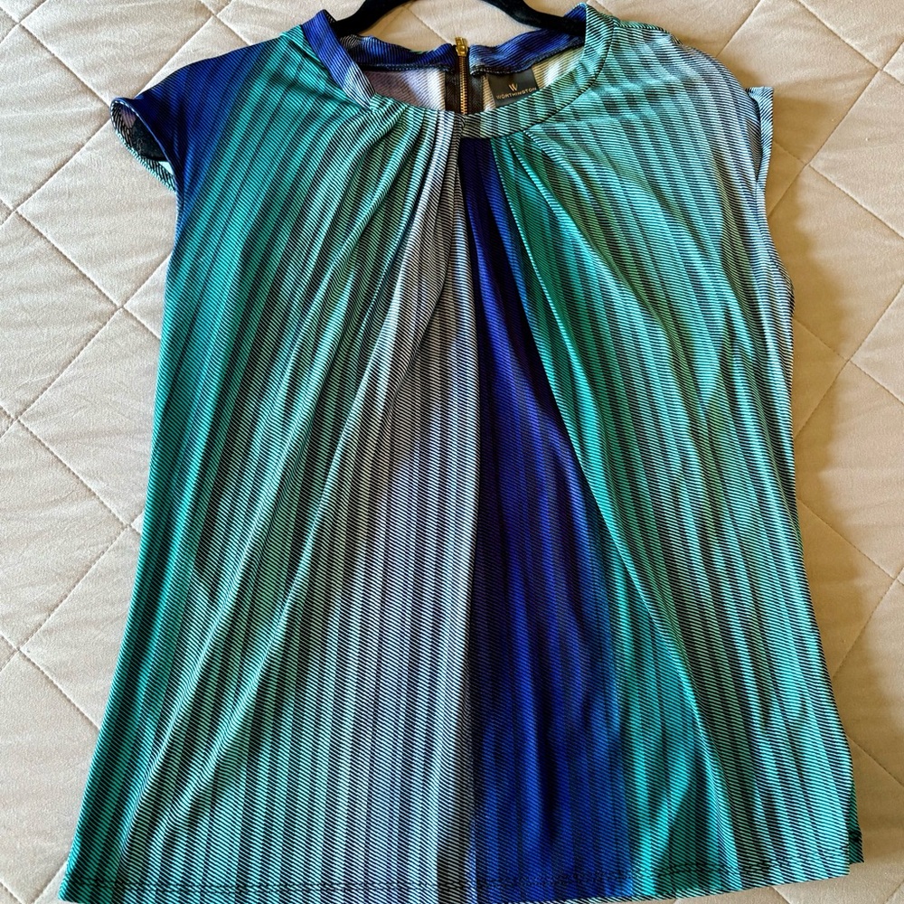 Blue and Green Women's Top